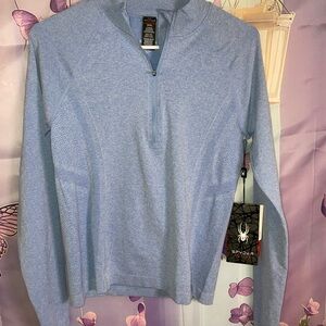 Spyder Light Blue Heather Women's Quarter-Zip Long Sleeve Top